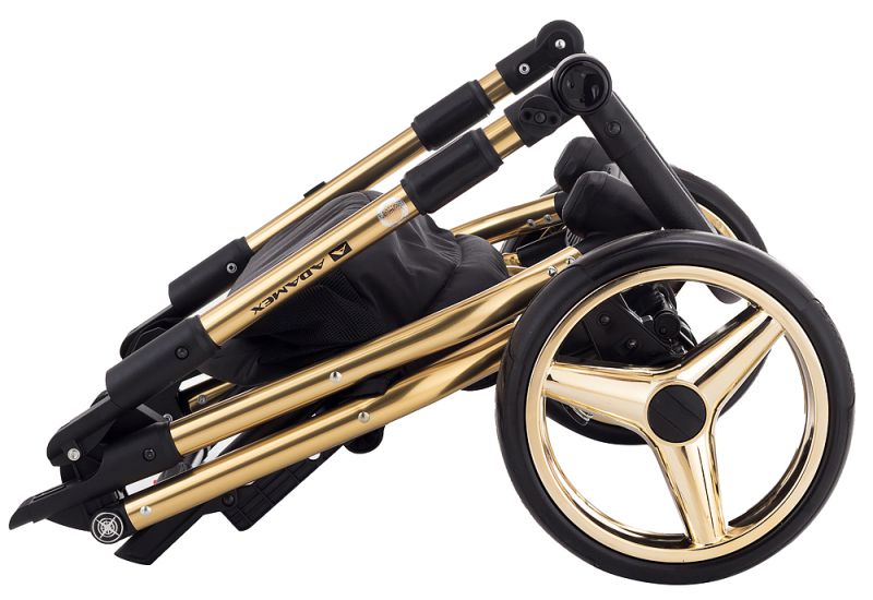 Коляска 2 в 1 Adamex Sierra Polar (Gold) кожа 100% SR332A сиреневый - сиреневый (перфорация)