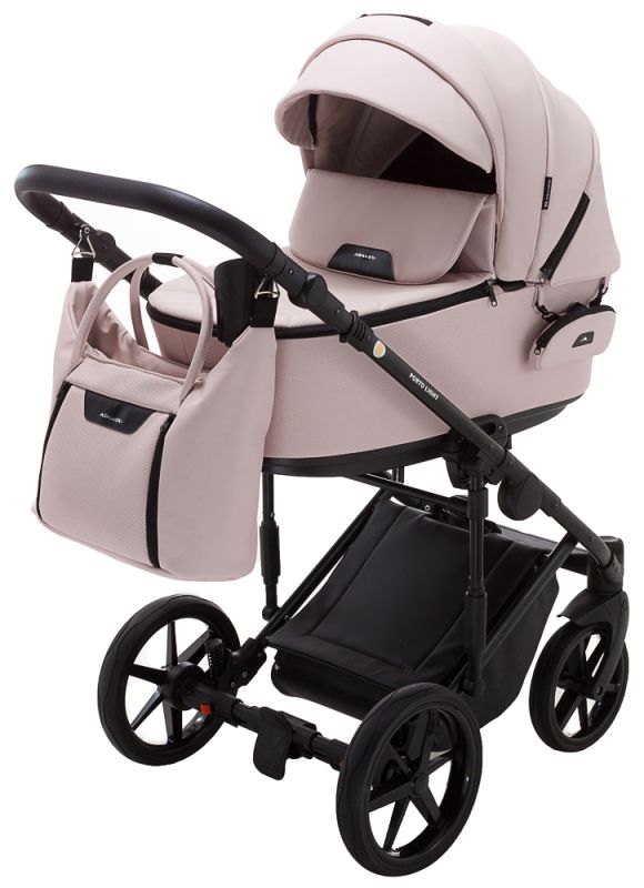 Коляска 2 в 1 Adamex Porto Light ECO кожа 100% SA-15 розовый (пудра) Коляска 2 в 1 Adamex Porto Light ECO кожа 100% SA-15 розовый (пудра)
