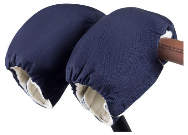 Рукавиці Babyroom на коляску темно-синій (білий фліс)