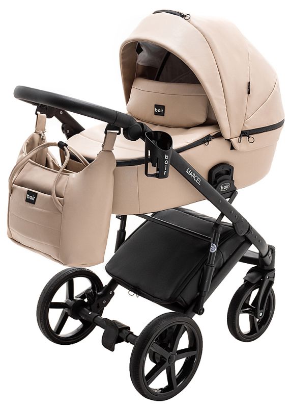 Коляска 2 в 1 Bair Marcel шкіра 100% BM-18 капучино