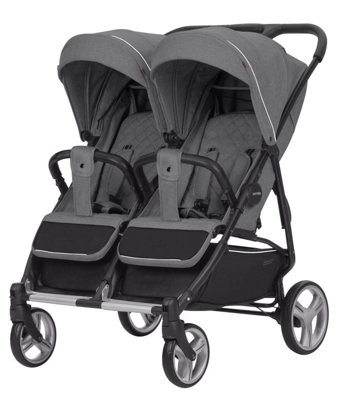 Прогулянкова коляска для двійні CARRELLO Connect CRL-5502 Rock Gray у льоні + дощовик