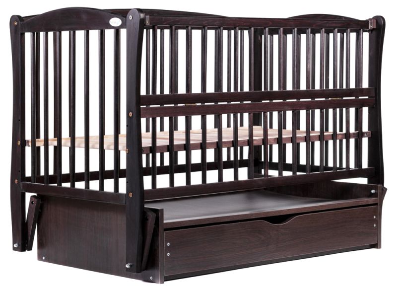Кровать Babyroom Елит резьба маятник, ящик, откидной бок DER-7  бук венге
