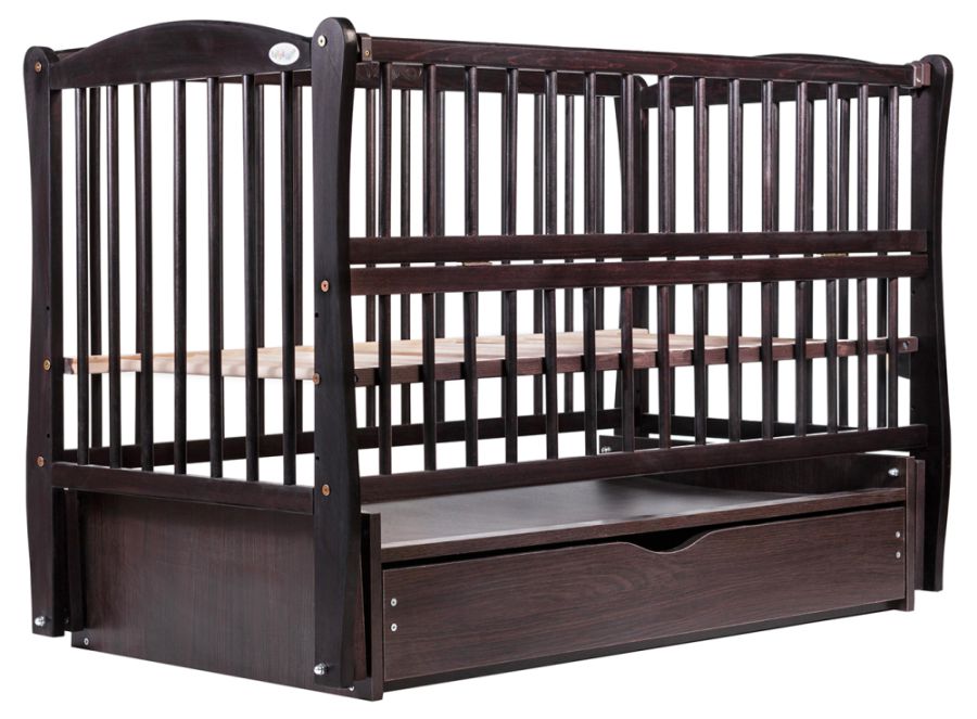 Кровать Babyroom Елит резьба маятник, ящик, откидной бок DER-7  бук венге