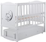 Кровать Babyroom Тедди Т-03 фигурное быльце, маятник, ящик, откидной бок  белый