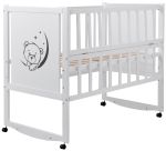 Кровать Babyroom Тедди TР-01 ровное быльце, откидной бок, колеса  белый
