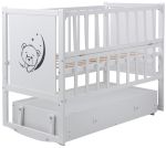 Кровать Babyroom Тедди ТР-03 ровное быльце, маятник, ящик, откидной бок  белый