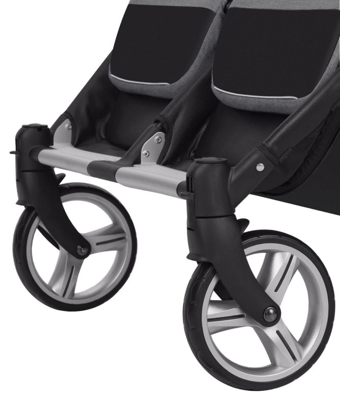 Коляска 2 в 1 для двойни CARRELLO Connect CRL-5502/1 Serious Black c переноской +дождевик