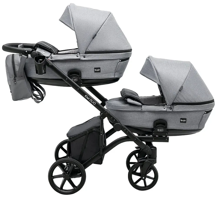 Коляска 2 в 1 для двійні Bair Kiwi DUO Soft BKP-218 сірий