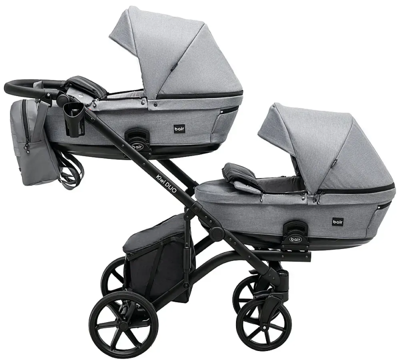 Коляска 2 в 1 для двійні Bair Kiwi DUO Soft BKP-218 сірий