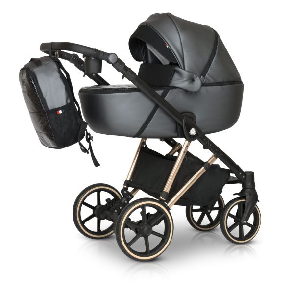 Коляска 2 в 1 Verdi Makan Elektro 07 Metalik Antracyt (мідна рама)