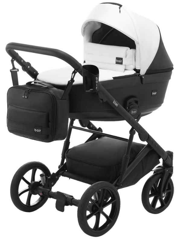 Коляска 2 в 1 Bair Kiwi шкіра 100% BK-51/15 білий - чорний