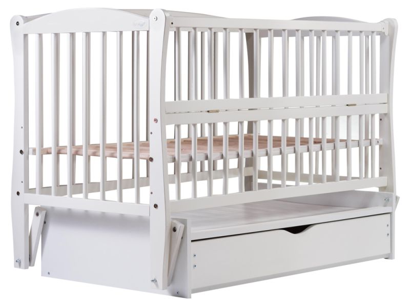 Кровать Babyroom Елит маятник, ящик, откидной бок DEMYO-5  бук белый