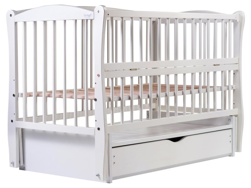 Кровать Babyroom Елит маятник, ящик, откидной бок DEMYO-5  бук белый