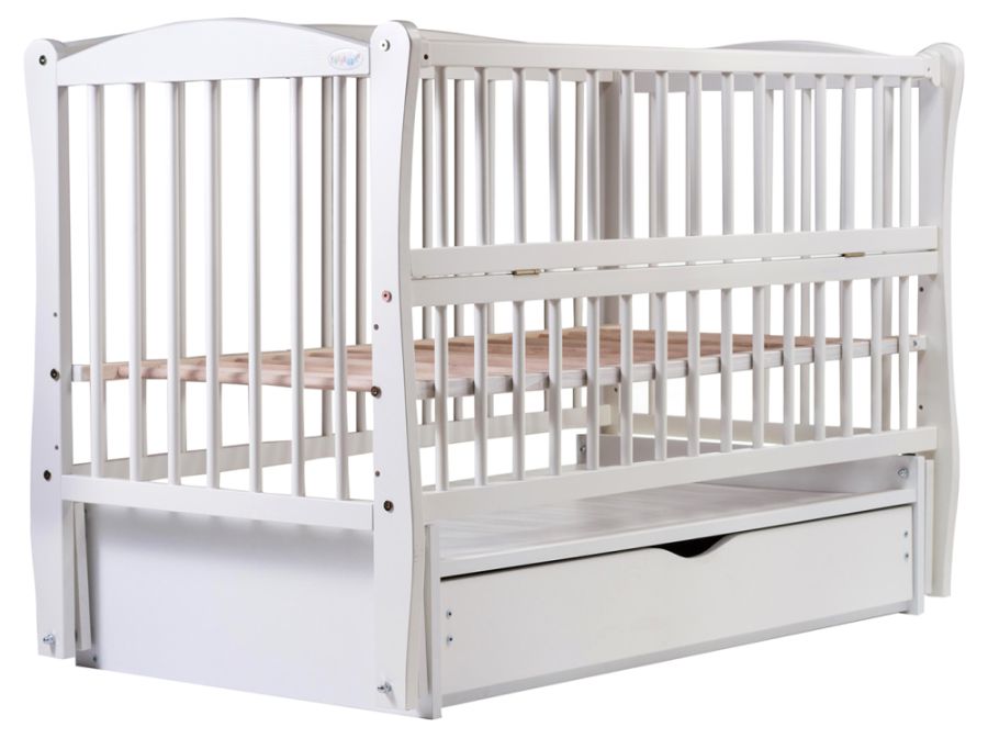 Кровать Babyroom Елит маятник, ящик, откидной бок DEMYO-5  бук белый