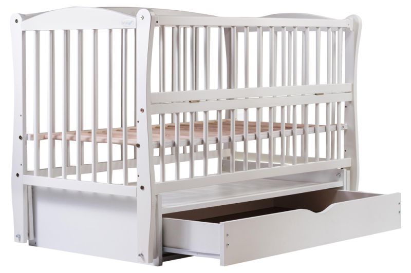 Кровать Babyroom Елит маятник, ящик, откидной бок DEMYO-5  бук белый