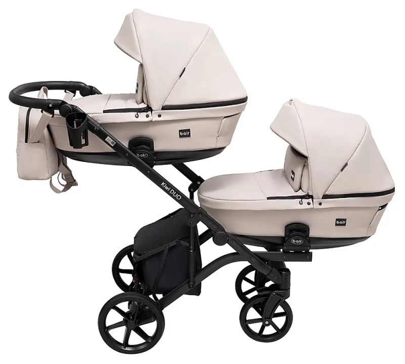 Коляска 2 в 1 для двійні Bair Kiwi DUO ECO BKD-33-1 капучино