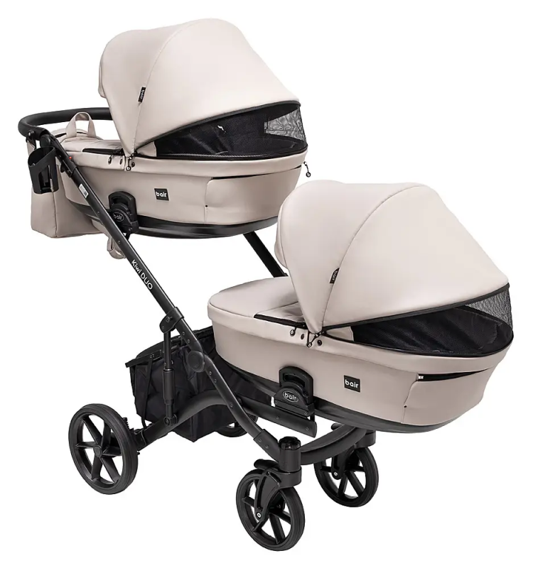 Коляска 2 в 1 для двійні Bair Kiwi DUO ECO BKD-33-1 капучино