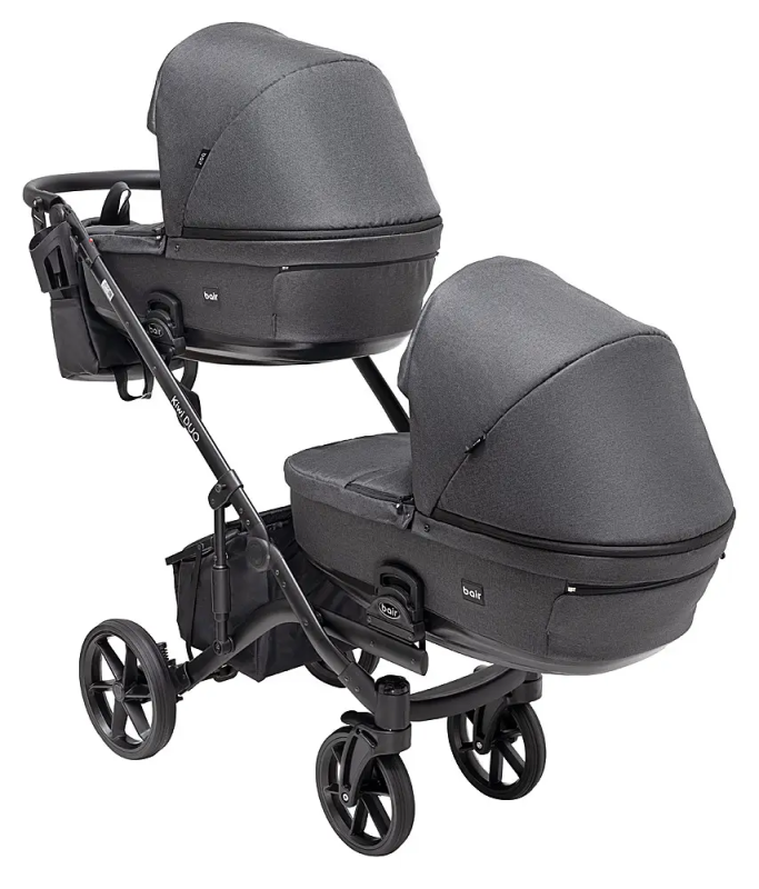 Коляска 2 в 1 для двійні Bair Kiwi DUO Soft BKS-219 графіт