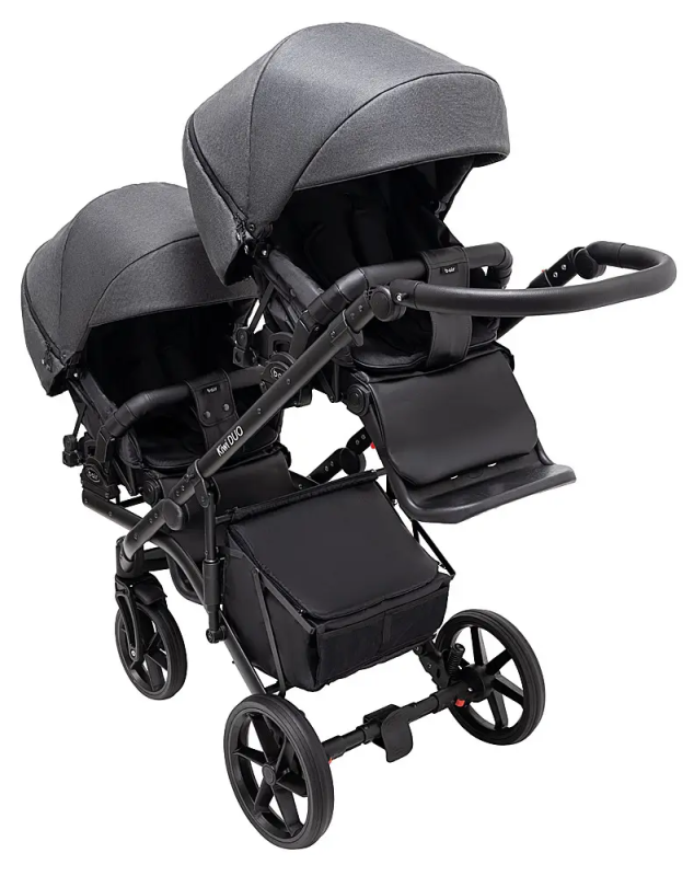 Коляска 2 в 1 для двійні Bair Kiwi DUO Soft BKS-219 графіт