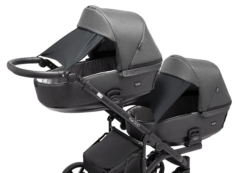 Коляска 2 в 1 для двійні Bair Kiwi DUO Soft BKS-219 графіт