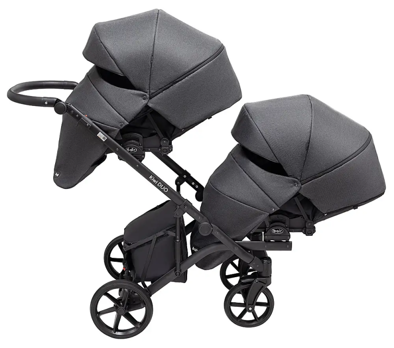 Коляска 2 в 1 для двійні Bair Kiwi DUO Soft BKS-219 графіт