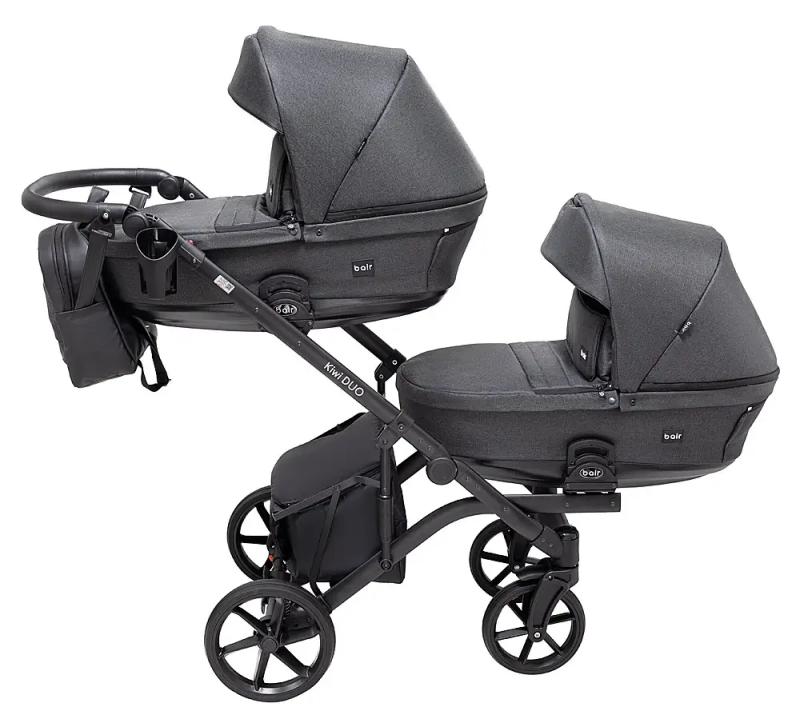 Коляска 2 в 1 для двійні Bair Kiwi DUO Soft BKS-219 графіт