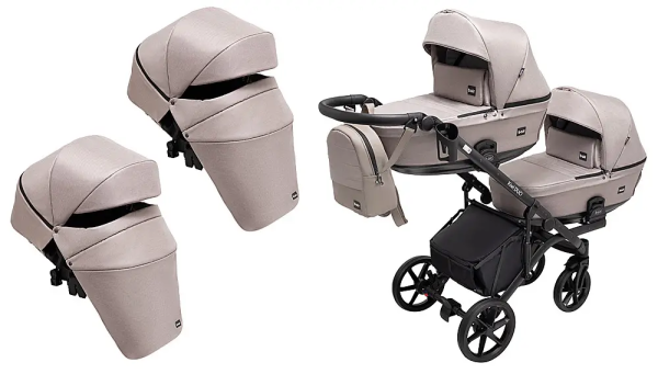 Коляска 2 в 1 для двійні Bair Kiwi DUO Soft BKD-455 капучино Коляска 2 в 1 для двійні Bair Kiwi DUO Soft BKD-455 капучино