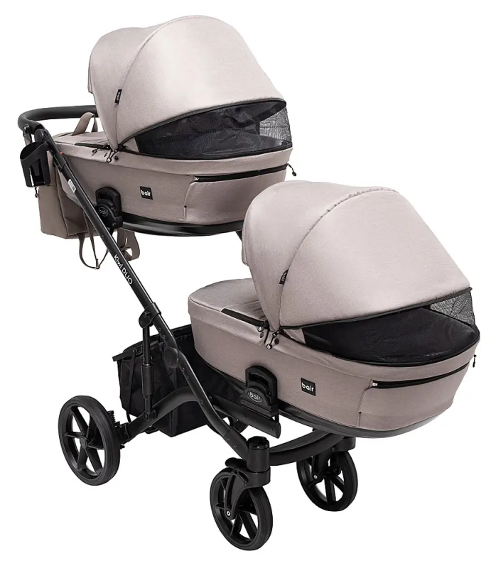 Коляска 2 в 1 для двійні Bair Kiwi DUO Soft BKD-455 капучино