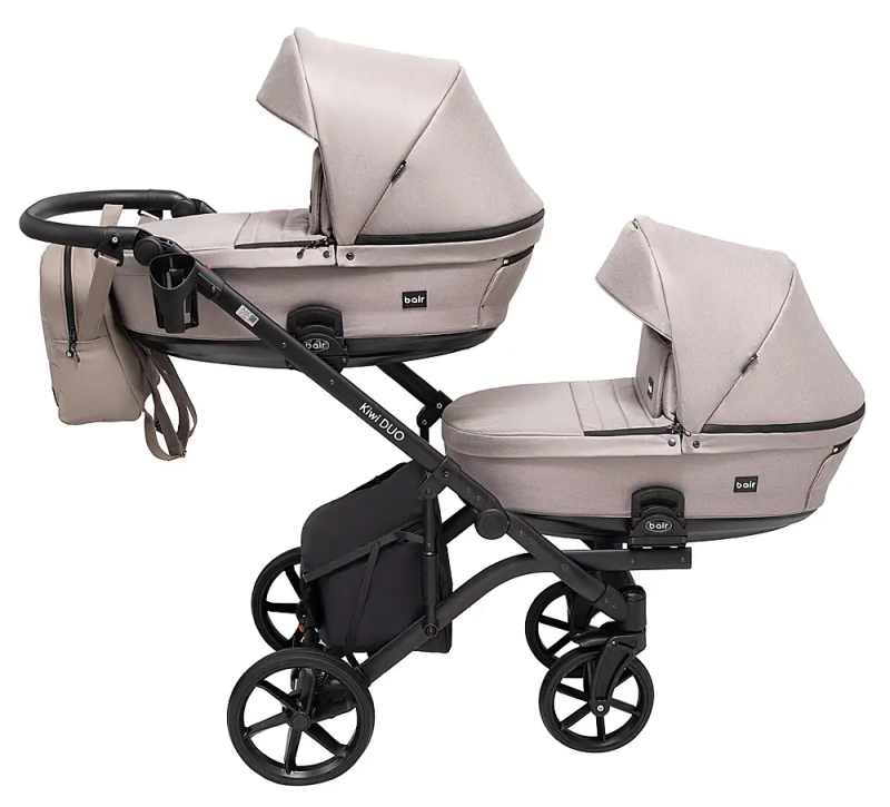 Коляска 2 в 1 для двійні Bair Kiwi DUO Soft BKD-455 капучино