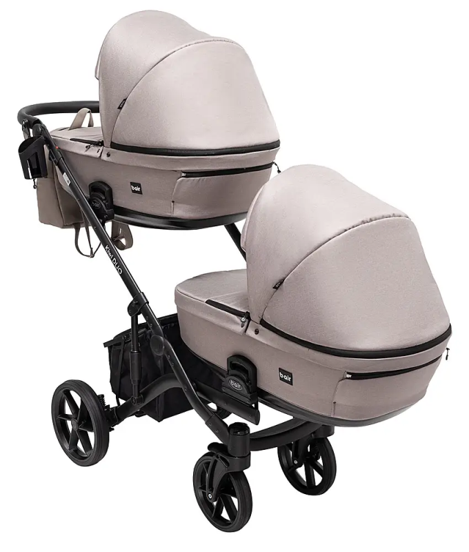Коляска 2 в 1 для двійні Bair Kiwi DUO Soft BKD-455 капучино