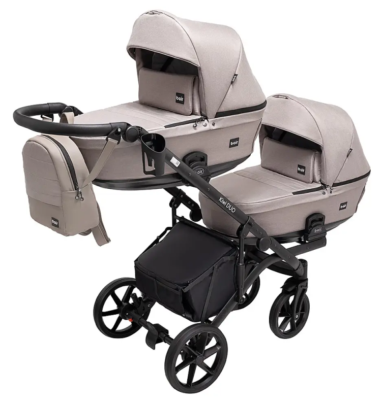 Коляска 2 в 1 для двійні Bair Kiwi DUO Soft BKD-455 капучино