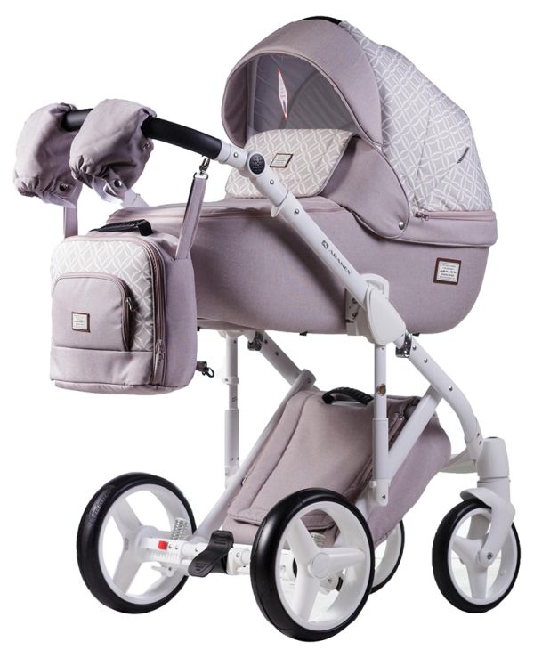 Коляска 2 в 1 Adamex Luciano jeans Q219 сірий (льон) - світло-сірий (візерунок)