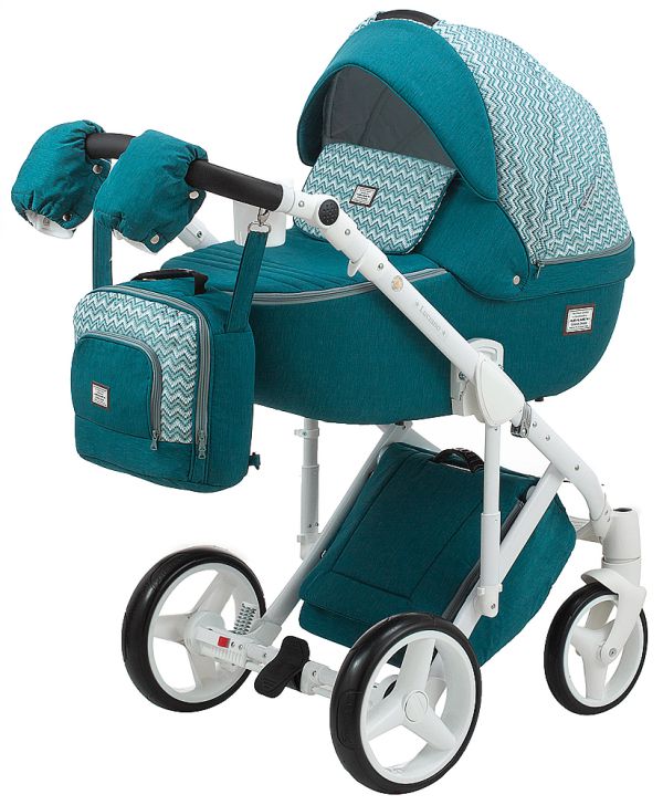 Коляска 2 в 1 Adamex Luciano jeans Q204 зелений (зигзаг)