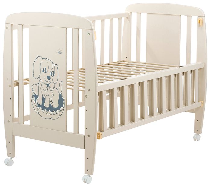 Ліжко Babyroom Собачка відкидний бік, колеса DSO-01 бук слонова кістка
