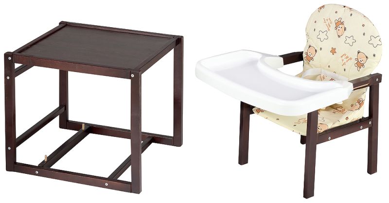 Стульчик- трансформер Babyroom Пони-220 тонированный пластиковая столешница  бежевый (мишки, коричневые звезды)