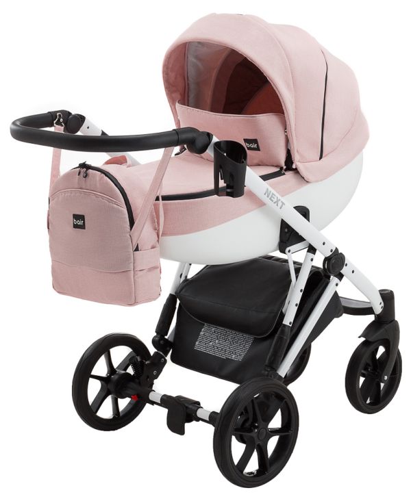 Коляска 2 в 1 Bair Next White Soft 72 світло-рожевий