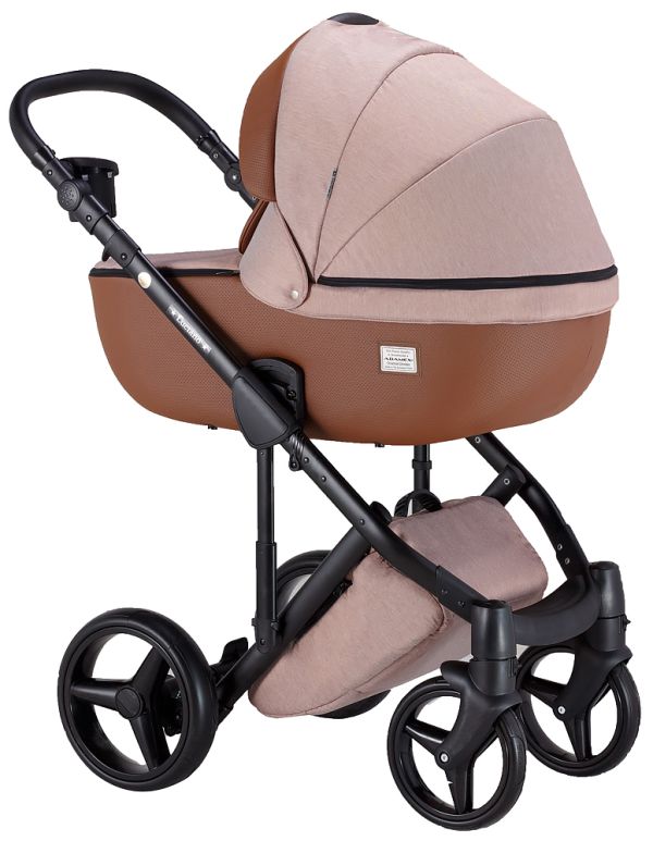 Коляска 2 в 1 Adamex Luciano Y61 темно-бежевий льон - коричнева шкіра (видавлена точка)