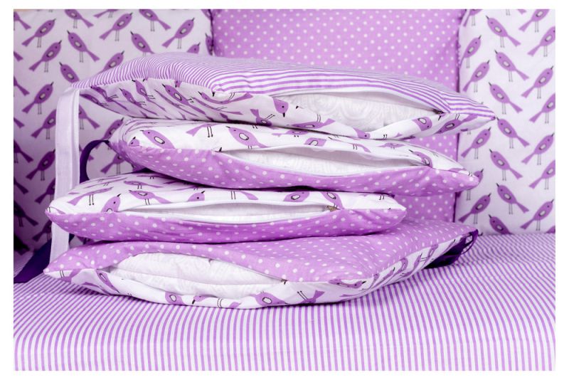 Дитяча постільна білизна Babyroom Bortiki lux-08 bird бузковий - білий