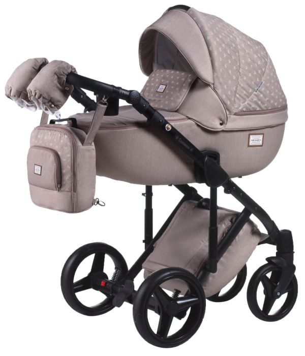 Коляска 2 в 1 Adamex Luciano jeans Y42 капучіно (візерунок серця)