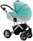 Коляска 2 в 1 Adamex Erika Len 398W бирюзовый (серебристый горох) - светло-серый