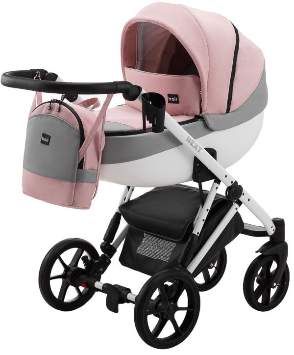 Коляска 2 в 1 Bair Next White Soft 56 світло-рожевий