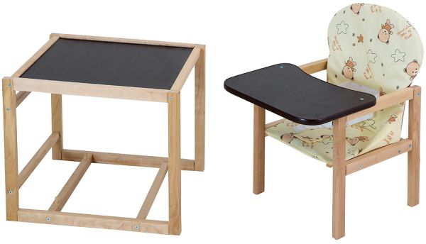 Стільчик-трансформер Babyroom Карапуз-100 eko МДФ стільниця бежевий (ведмедики, коричневі зірки)