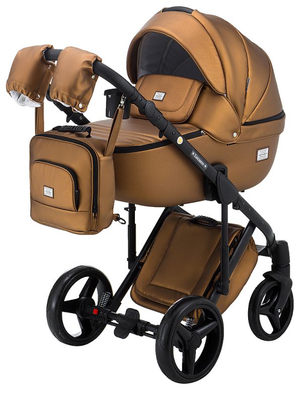 Коляска 2 в 1 Adamex Luciano шкіра 100% Y230 бронза (перламутр)