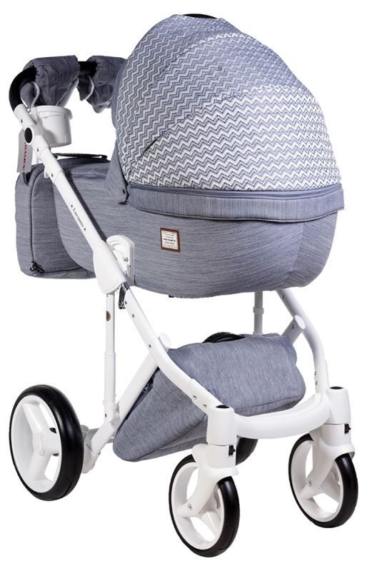 Коляска 2 в 1 Adamex Luciano jeans Q202 світло-синій (зигзаг)