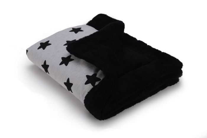 Теплий плед Cottonmoose KO 743/29/74 black star cotton jersey (світло-сірий (чорні зірки) з чорним)