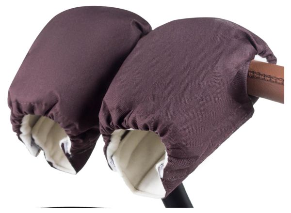 Рукавиці Babyroom на коляску  шоколад (білий фліс)