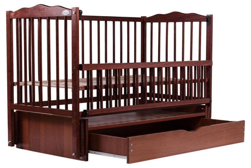 Кровать Babyroom Радуга маятник, ящик, откидной бок DVMYO-3  бук тик