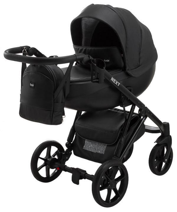 Коляска 2 в 1 Bair Next шкіра 100% 36 чорний