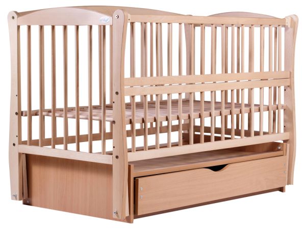 Кровать Babyroom Елит резьба маятник, ящик, откидной бок DER-7  бук светлый (натуральный) Кровать Babyroom Елит резьба маятник, ящик, откидной бок DER-7  бук светлый (натуральный)