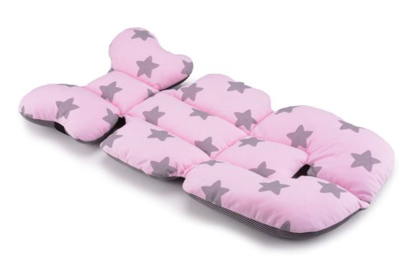 Матрас в коляску и автокресло Cottonmoose Air 828/27/99 pink star cotton jersey siatka szara (розовый